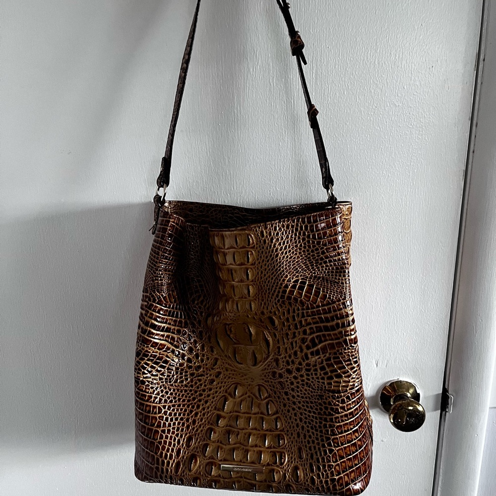 Brahmin Brown Croc-Embossed Tote